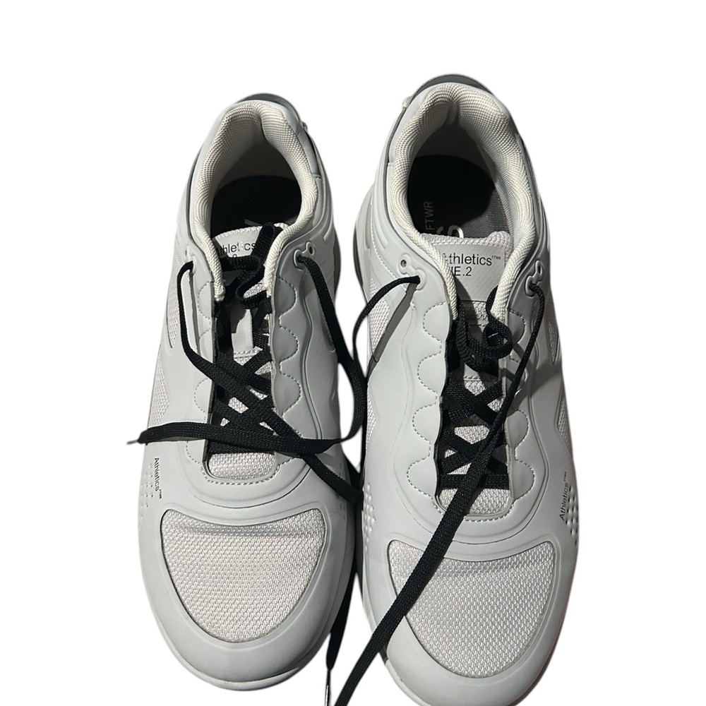 Men's White Athletic Sneakers with Black Laces